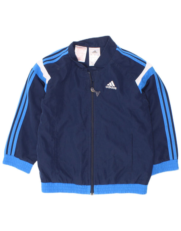 Jachetă de trening pentru băieți Adidas 3-4 ani, albastru bleumarin, poliester