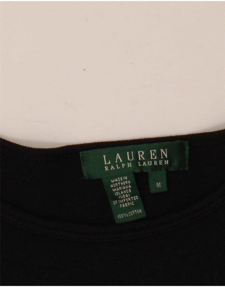 Bluză pentru femei Ralph Lauren cu mânecă lungă UK 14 mediu negru bumbac