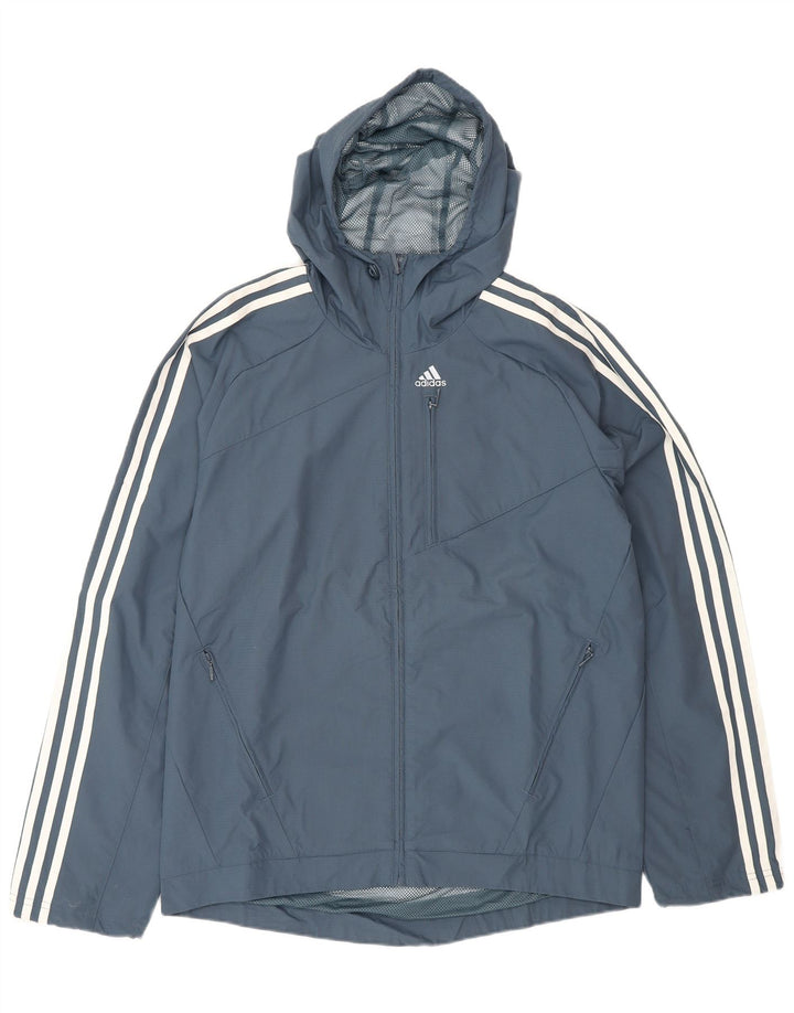 Jachetă de ploaie cu glugă pentru bărbați Adidas UK 36 Poliamidă, albastru-marin mic