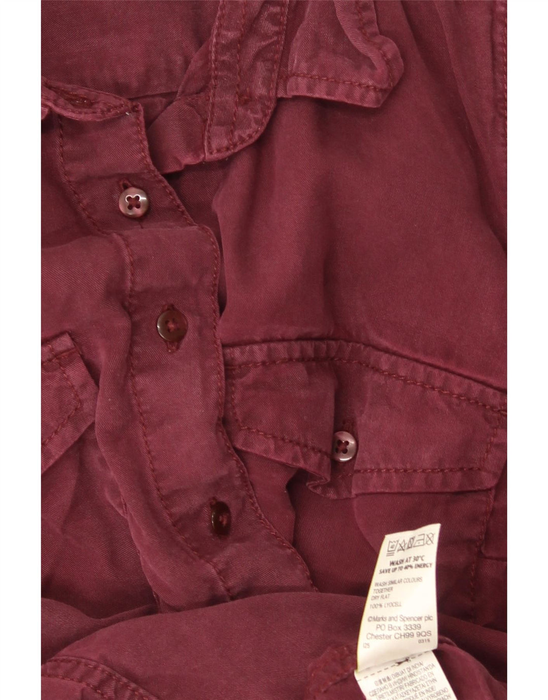 Cămașă din denim pentru femei Marks & Spencer UK 10 mic burgundy Lyocell