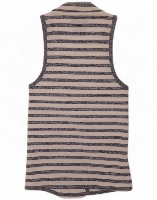 Fat Face Womens Open Cardigan Pulover UK 12 Medium White Striped Bumbac