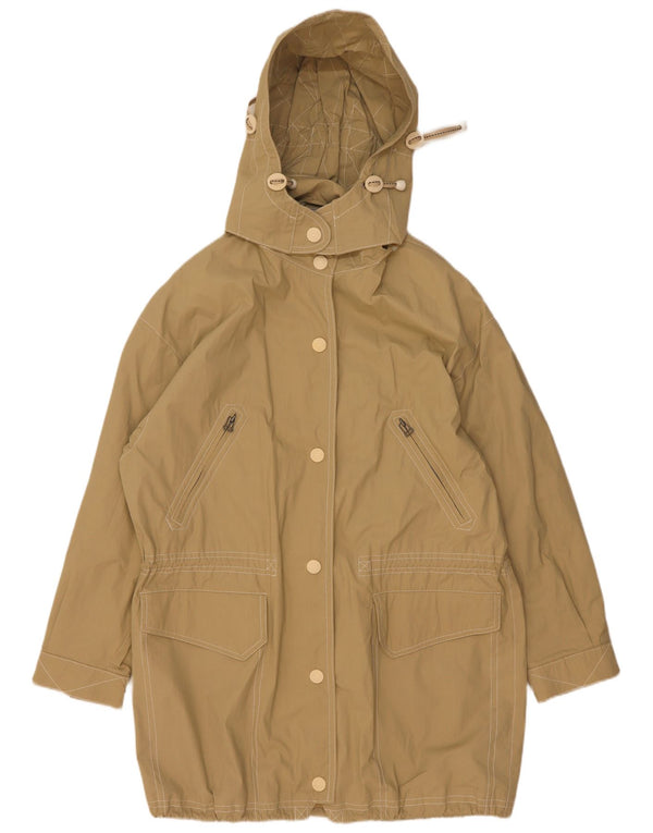 Jachetă parka supradimensionată cu glugă vintage pentru femei UK 8 mic, bej, bumbac