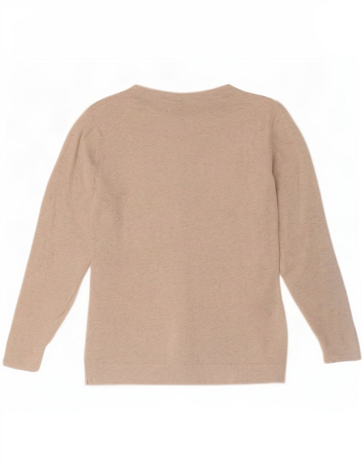White Stuff Pulover cardigan cu mâneci 3/4 pentru femei UK 8 Small Off Spotted