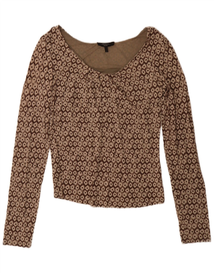 Bluză cu mâneci lungi de weekend pentru femei Max Mara UK 14 mare maro geometric