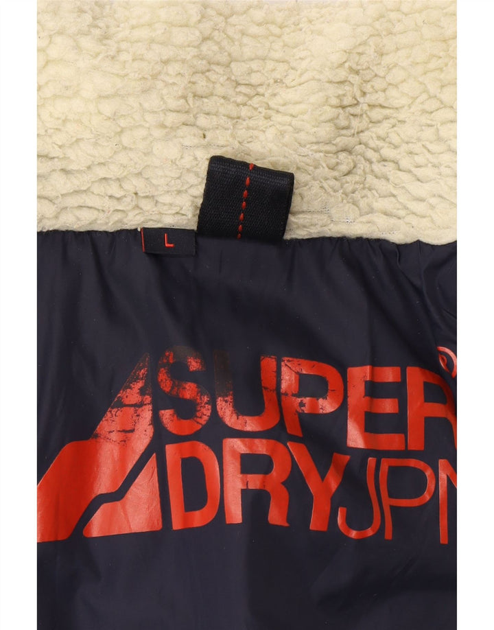 Jachetă căptușită cu grafică pentru bărbați Superdry UK 40, mare, nailon bleumarin