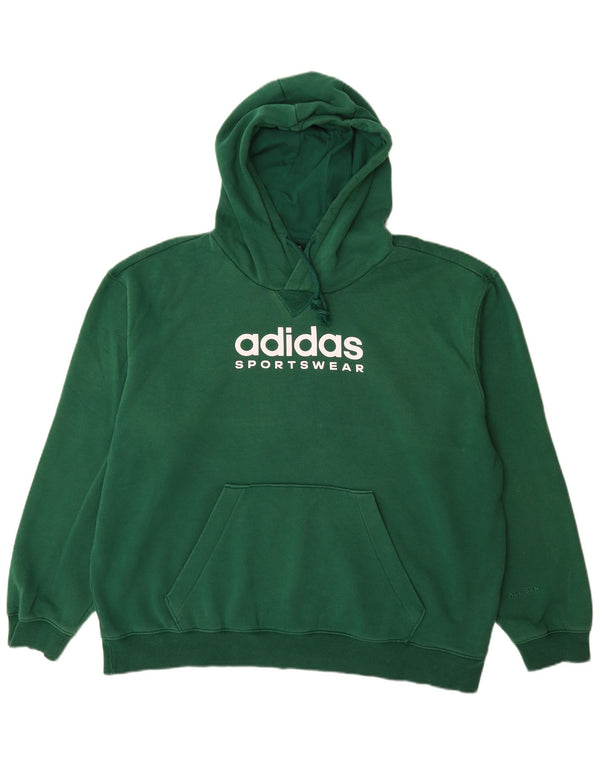 Pulover cu glugă grafic pentru bărbați Adidas XL, bumbac verde