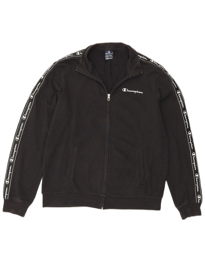 CHAMPION Boys Tracksuit Top Jacket 15-16 Years 2XL Black