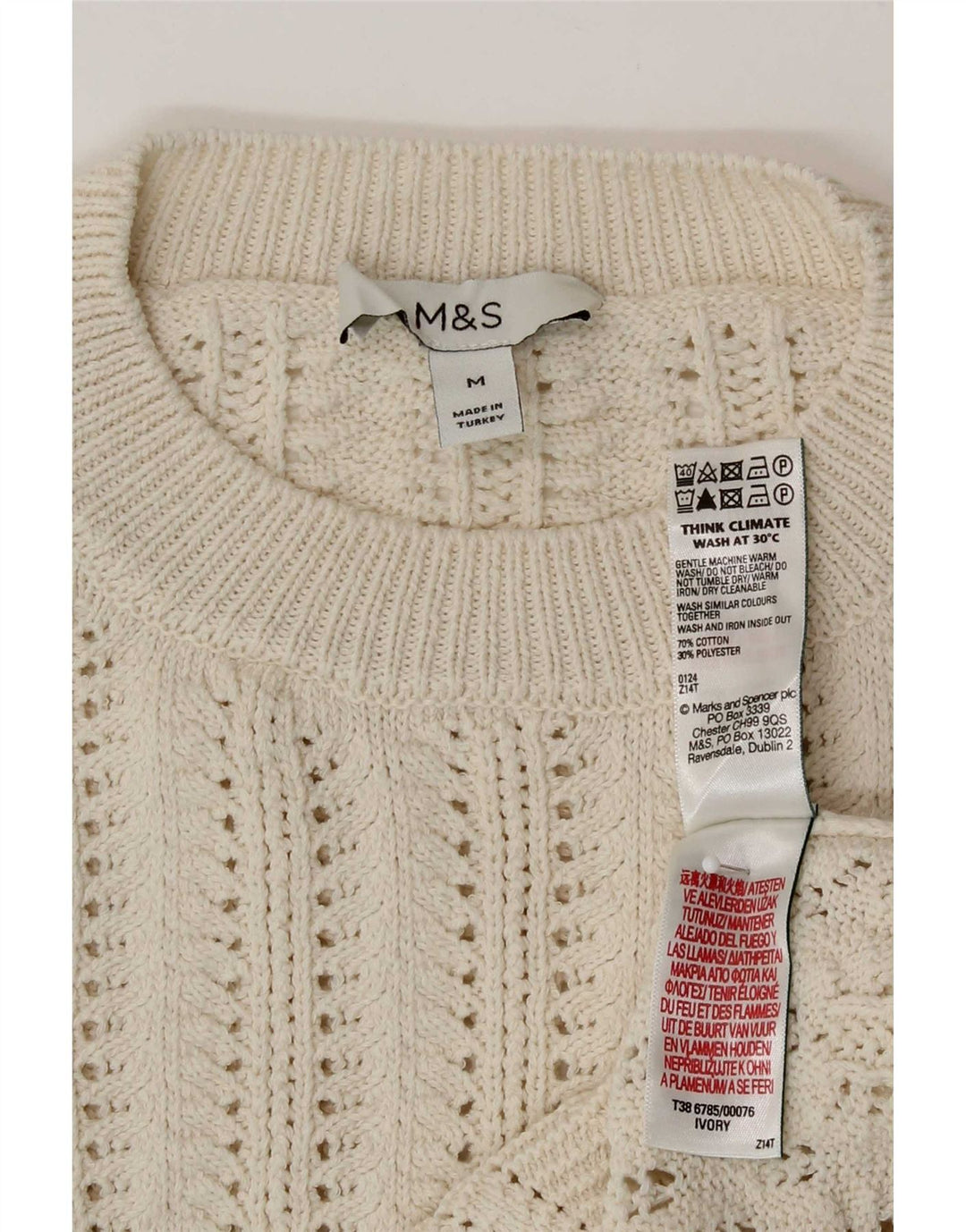 Marks & Spencer Pulover cu decolteu rotund transparent pentru femei UK 14 Medium Be