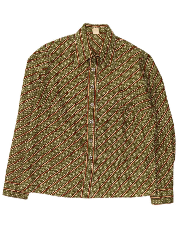 Cămașă VINTAGE pentru femei UK 12 Medium Green Geometric Poliester