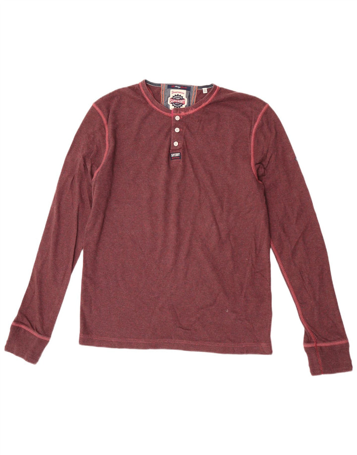 Top pentru bărbați Superdry cu mânecă lungă XL, bumbac maro