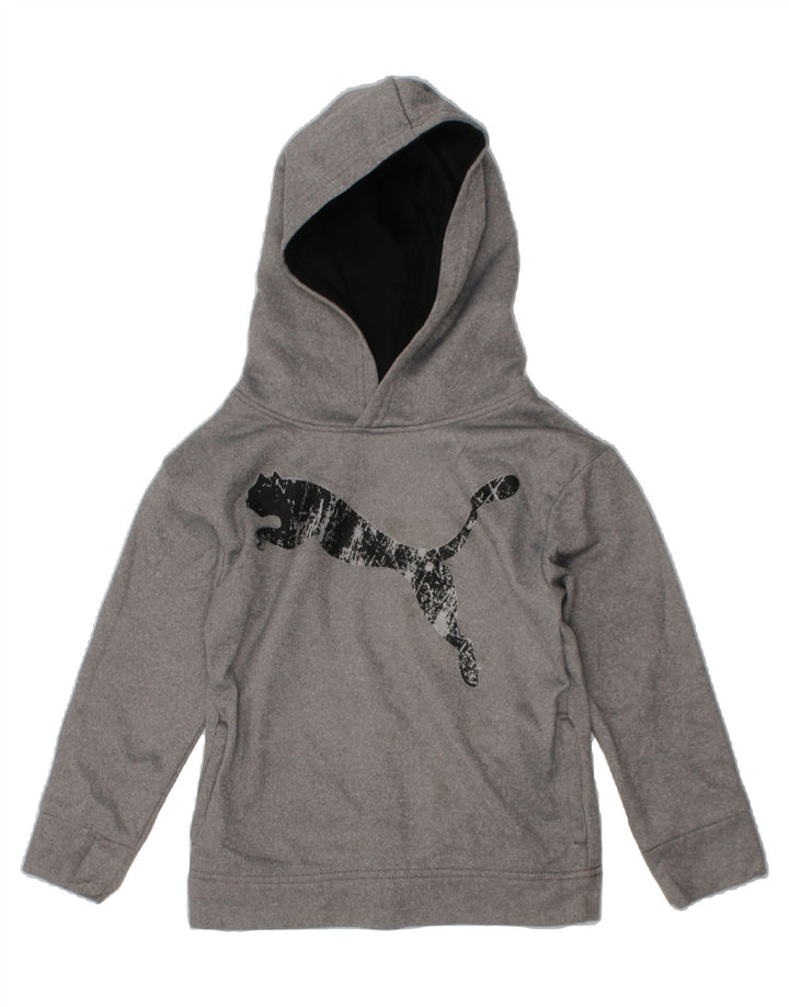 PUMA Boys Graphic Hoodie Jumper 3-4 Years Grey Polyester Vintage Puma and Second-Hand Puma from Messina Hembry 