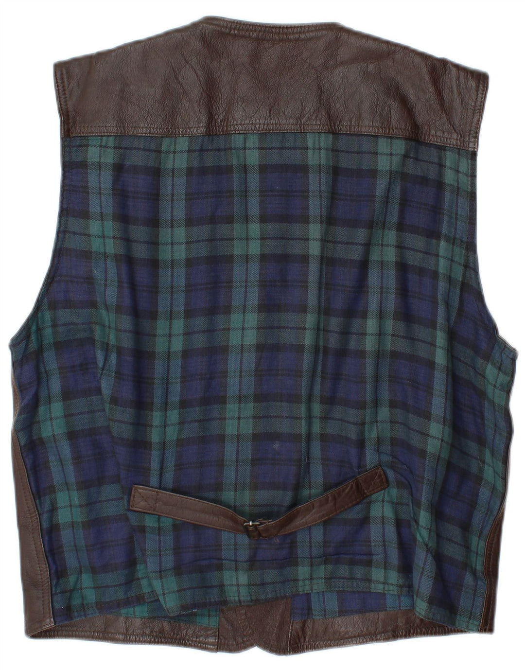 Vestă din piele pentru bărbați L.O.G.G, XL din piele maro cu check