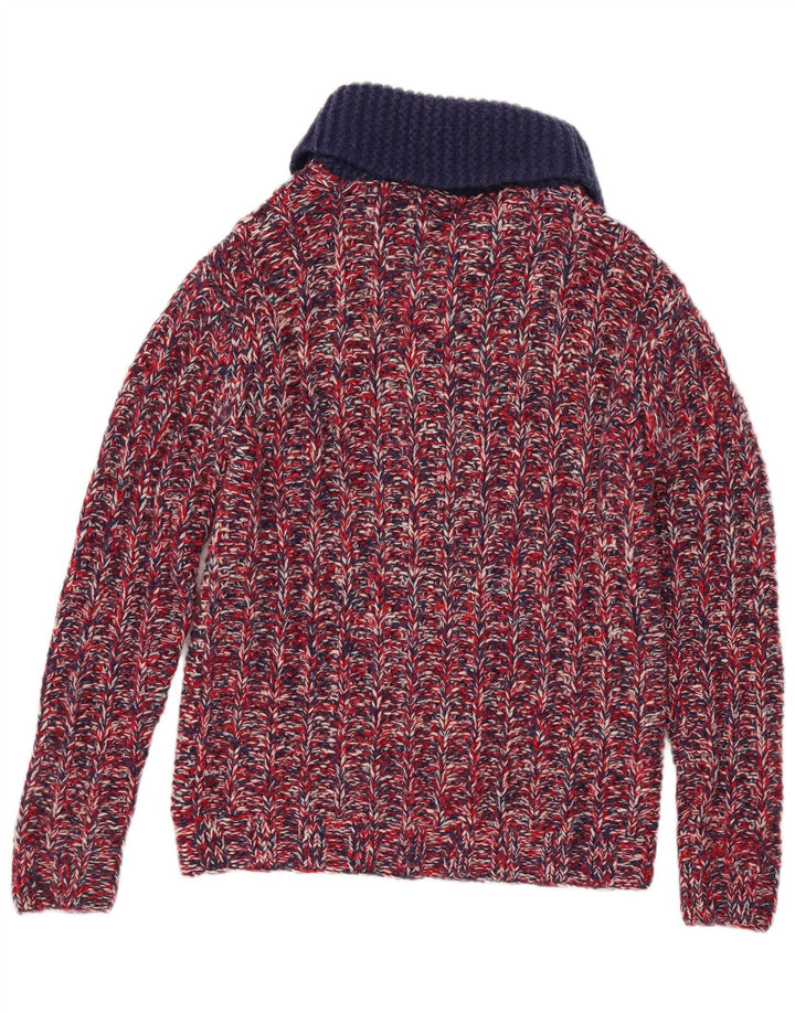 Cardigan Vintage pentru bărbați din lână roșie cu pete mici