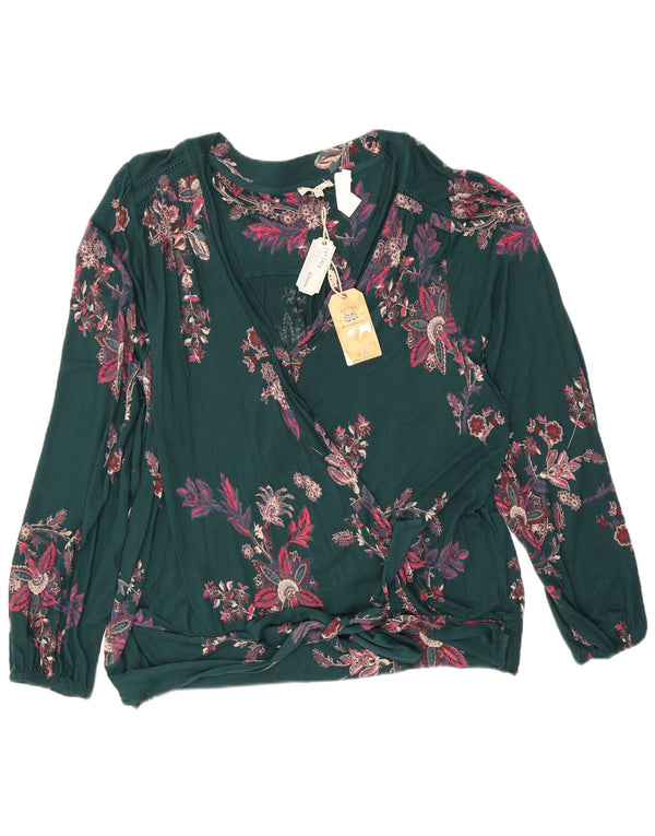 Bluză cu mânecă lungă pentru femei Fat Face UK 22 3XL Verde Viscoză florală