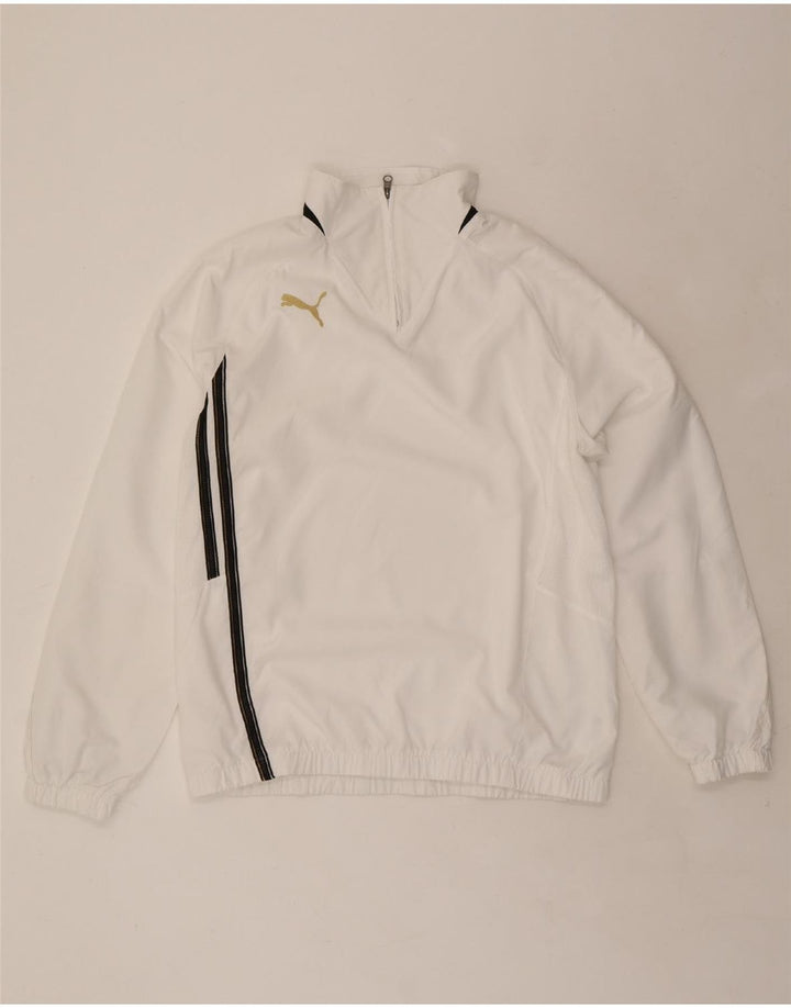 PUMA Mens Graphic Zip Neck Pullover Tracksuit Top Medium White