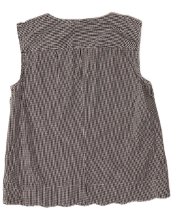 J. Crew Womens Sleeveless Blouse Top US 6 Medium Grey Gingham Cotton