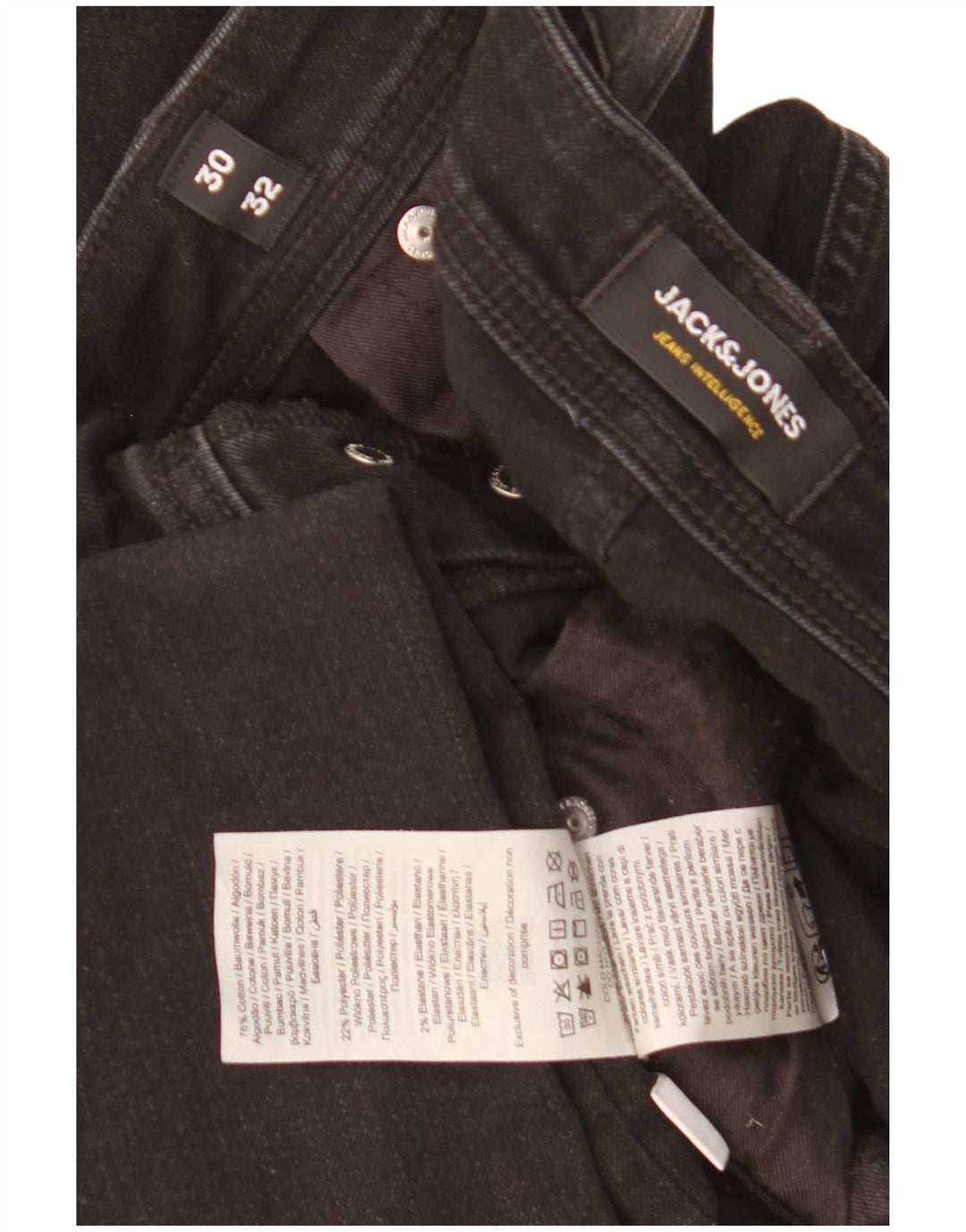 Blugi slim pentru bărbați Jack & Jones W30 L32 bumbac negru