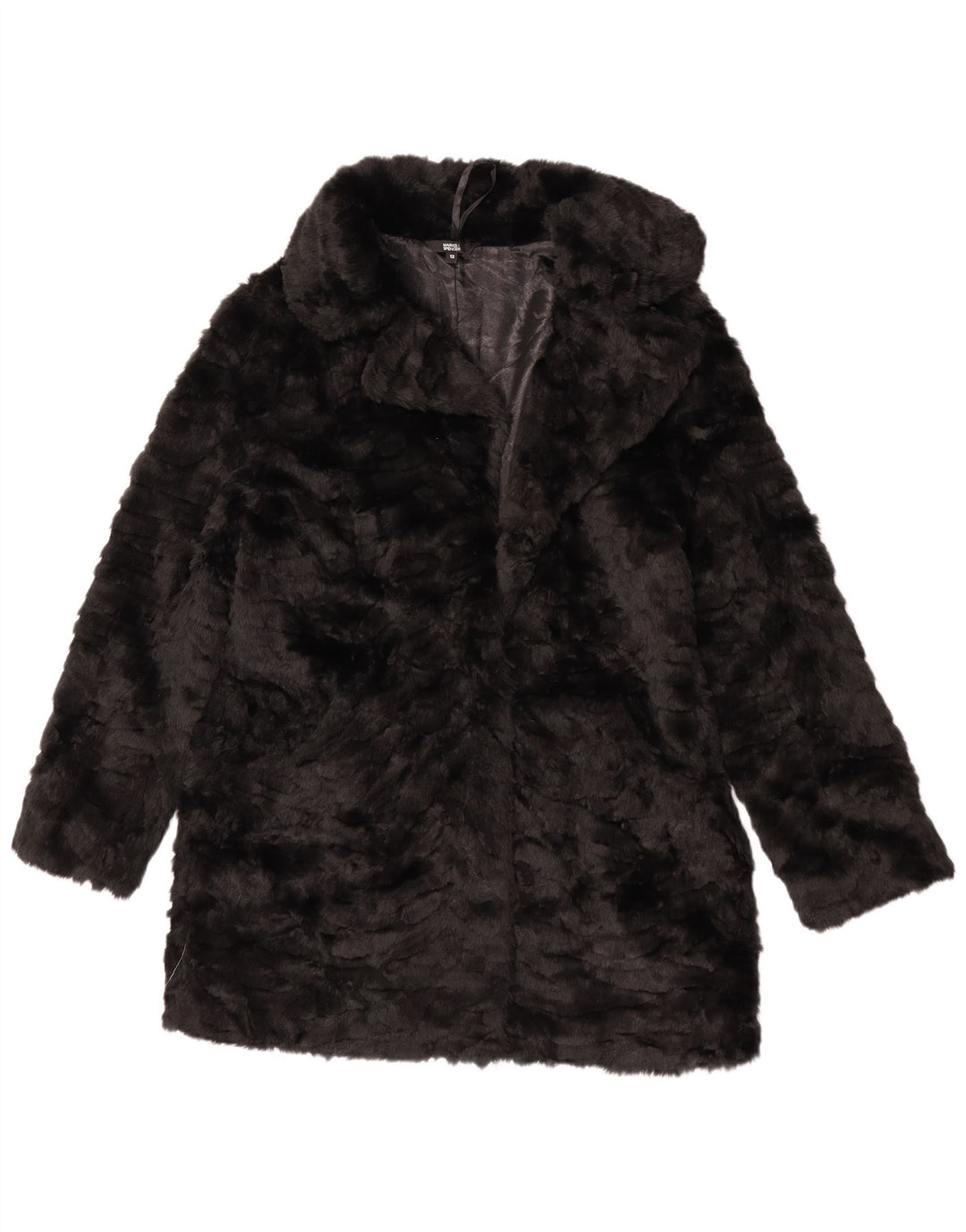 Jachetă de blană artificială pentru femei Marks & Spencer UK 12 Medium Black Modacryl