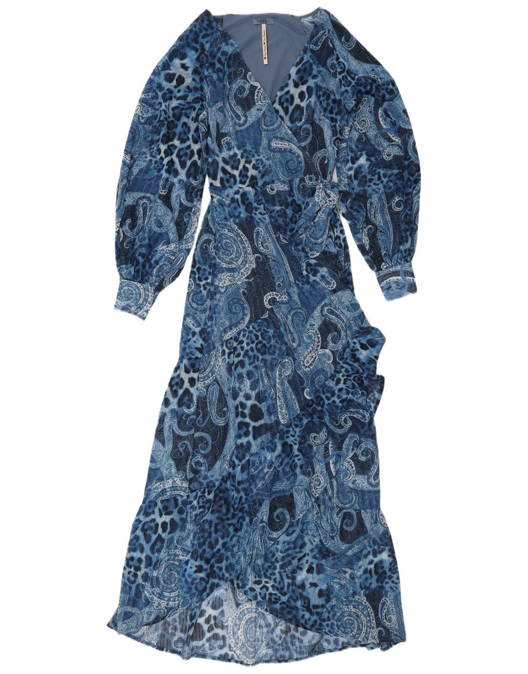 Rochie asimetrică Wrap GUESS pentru femei UK 10 Small Blue Paisley Poliester