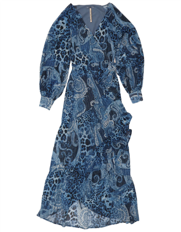 Rochie asimetrică Wrap GUESS pentru femei UK 10 Small Blue Paisley Poliester