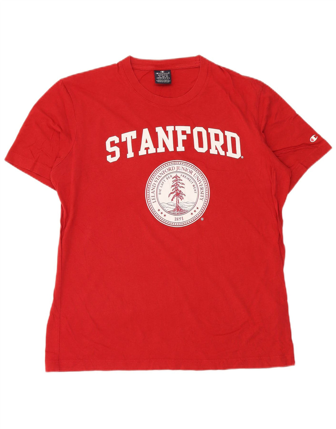 Tricou cu grafic Stanford Champion pentru bărbați Top din bumbac roșu mediu