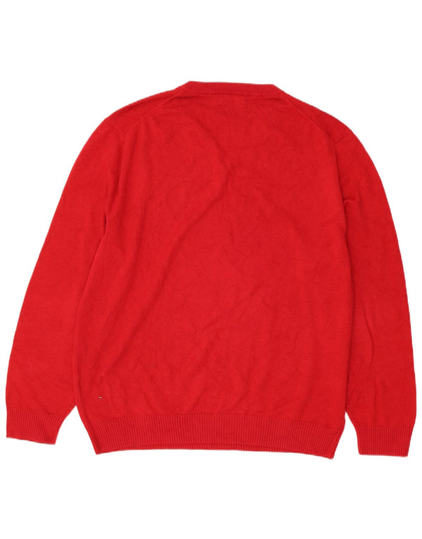 Pulover Nautica pentru bărbați cu decolteu în V, XL, bumbac roșu