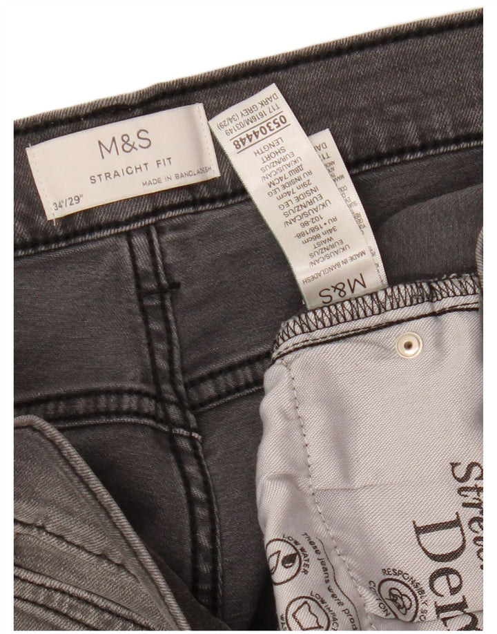 MARKS & SPENCER Blugi drepti pentru bărbați W34 L29 bumbac gri