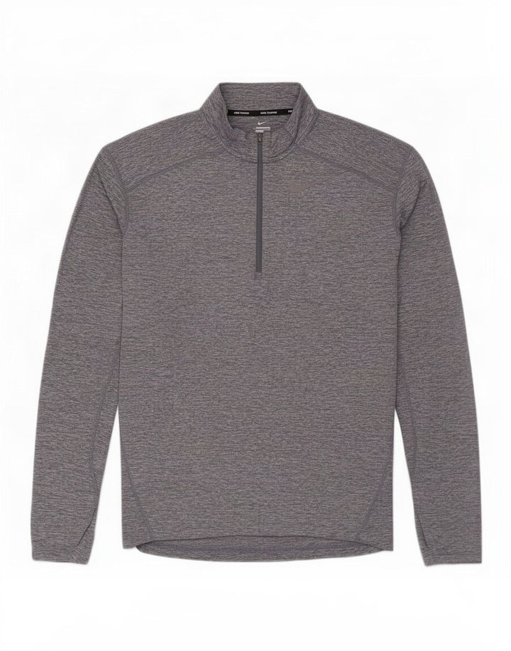 Top de trening pentru bărbați Dri Fit cu fermoar și gât, gri mic
