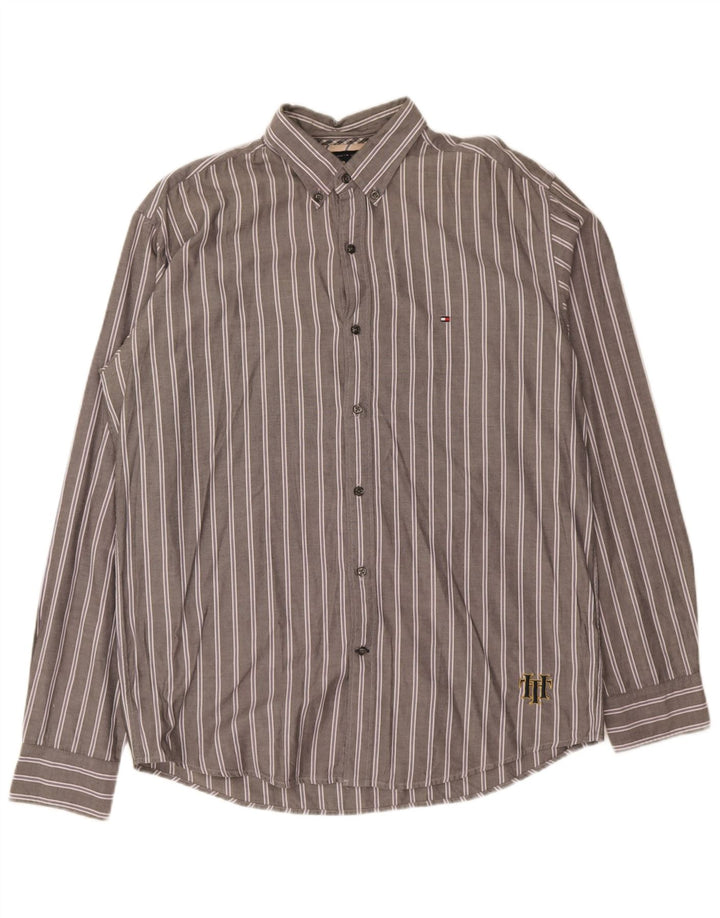 Cămașă pentru bărbați Tommy Hilfiger Vintage Fit, mare, gri cu dungi