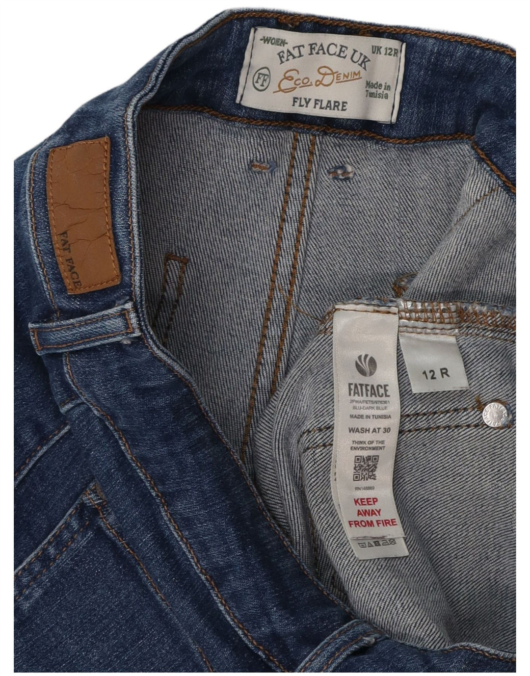 FAT FACE Blugi evazați Fly pentru femei UK 12 Medium L30 L30 Bumbac albastru