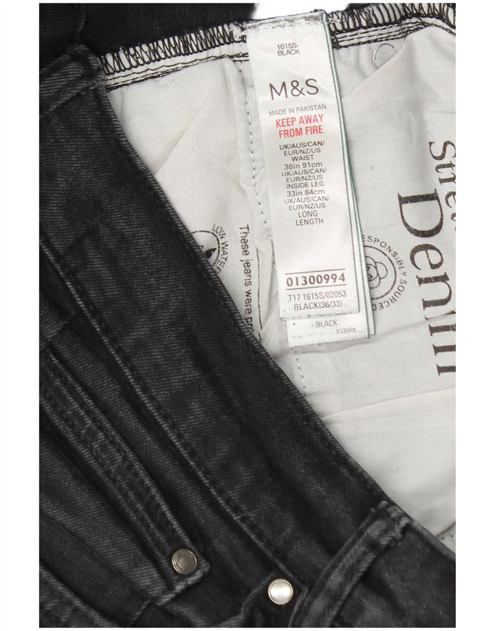 Blugi slim pentru bărbați Marks & Spencer W36 L33 bumbac negru