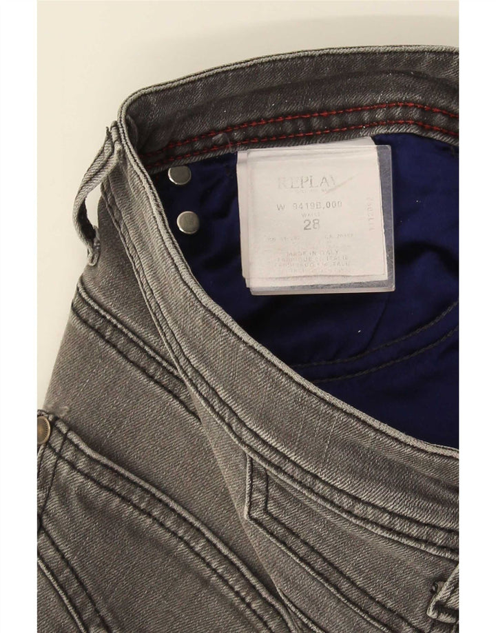 Fusta mini denim pentru femei Replay W28 bumbac gri mediu