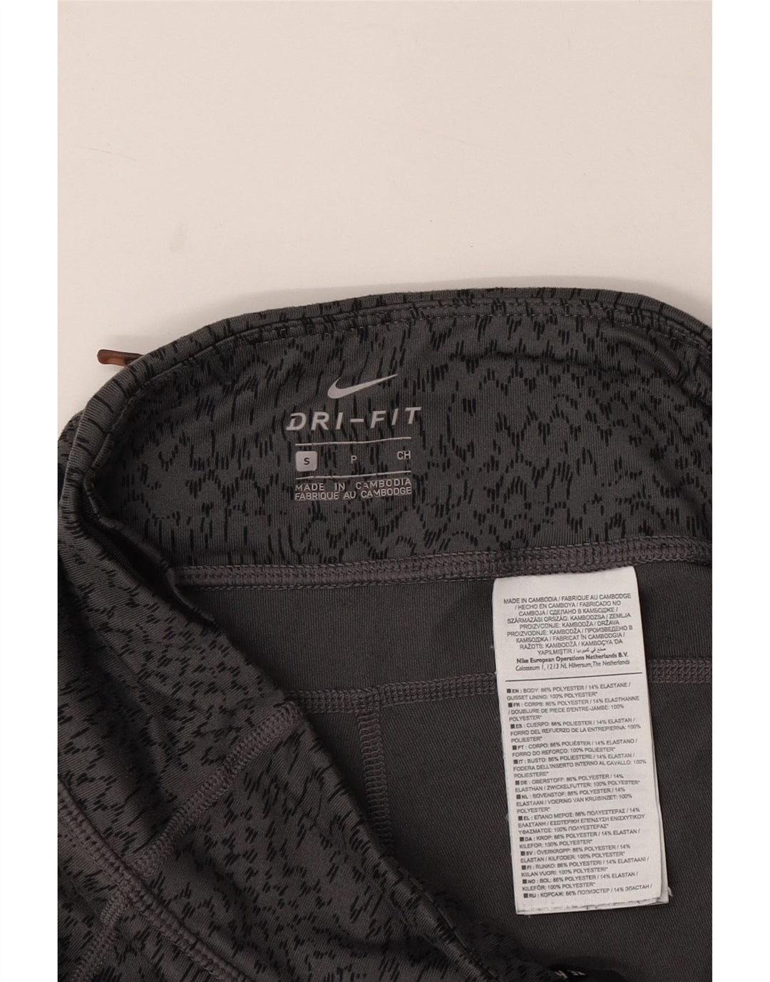 Leggings Capri Dri Fit NIKE pentru femei UK 8, gri mic, poliester cu imprimeu animal