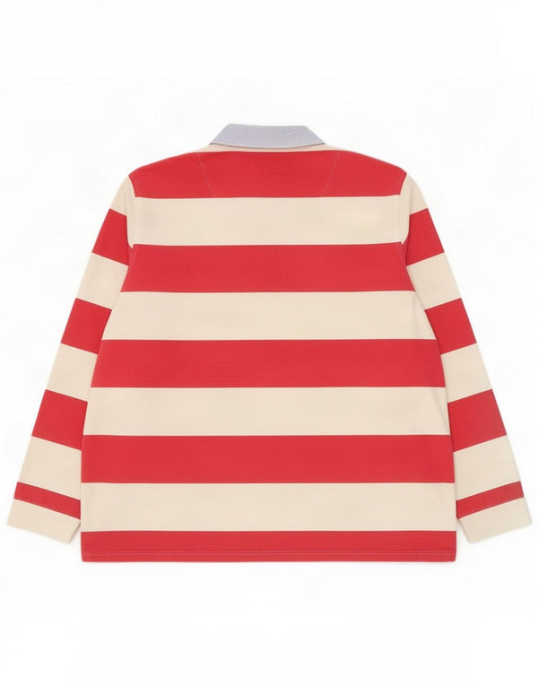 Crew Clothing Womens Long Sleeve Rugby Polo Shirt UK 18 XL Red Striped