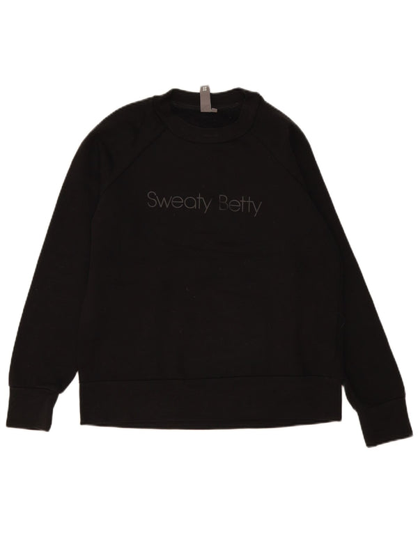 Sweaty Betty Pulover supradimensionat cu grafic pentru femei UK 10 Mic Negru