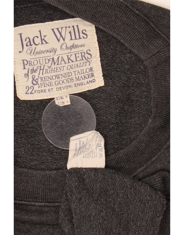 JACK WILLS Pulover supradimensionat cu grafic pentru femei UK 8 Small Gri