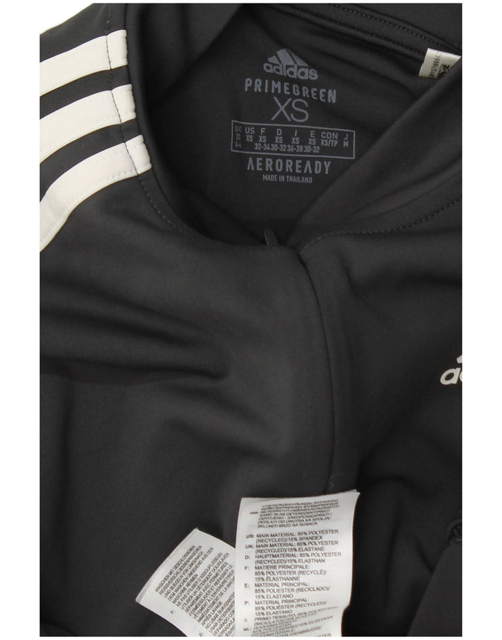 Top de trening Adidas pentru femei, cu fermoar și gât, UK 4/6 XS, gri, blocuri de culoare
