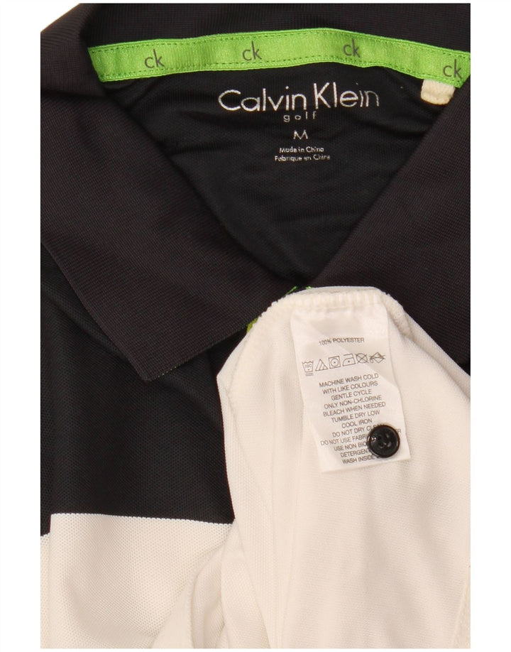Cămașă polo Calvin Klein pentru bărbați, alb mediu, poliester color bloc