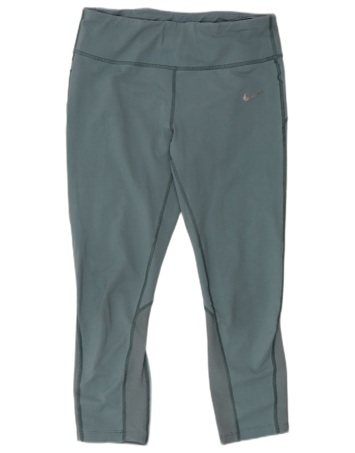 Leggings capri Nike Dri Fit pentru femei UK 12, bumbac albastru mediu
