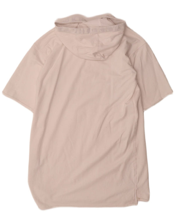 Dkny Rochie cu hanora cu mâneci scurte pentru femei UK 14 Bumbac alb mediu