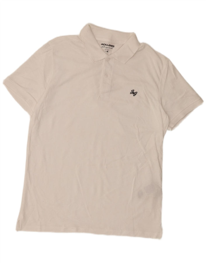 Tricou polo pentru bărbați JACK & JONES, bumbac alb mediu