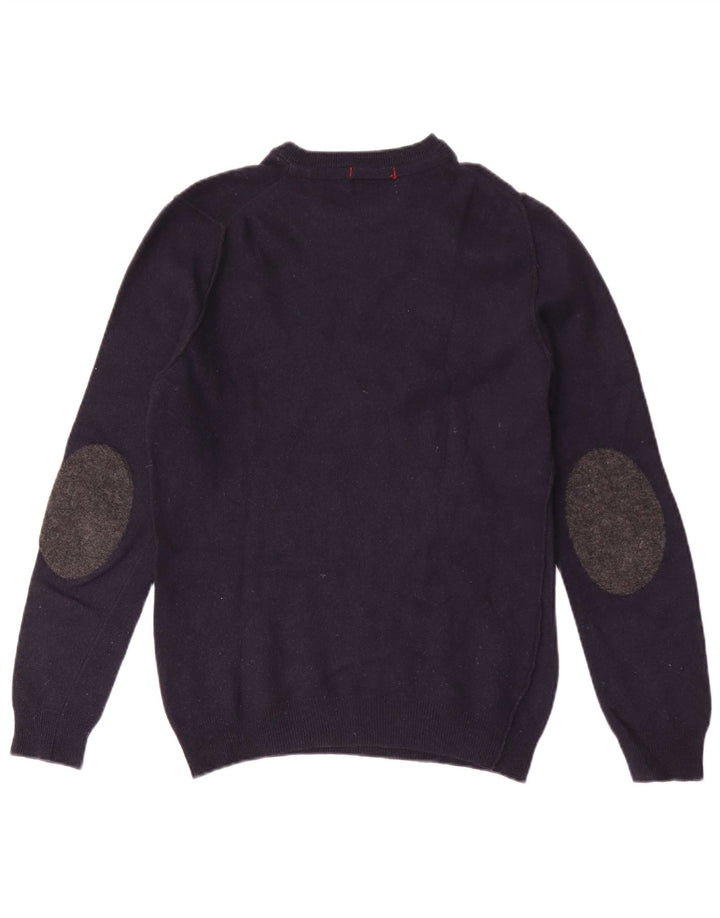 Pulover pentru bărbați Woolrich cu decolteu rotund din lână bleumarin mic