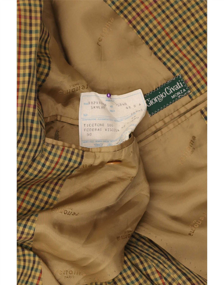 Jachetă Blazer pentru bărbați Monza cu 2 nasturi IT 48 Medium Khaki Gingham Bumbac