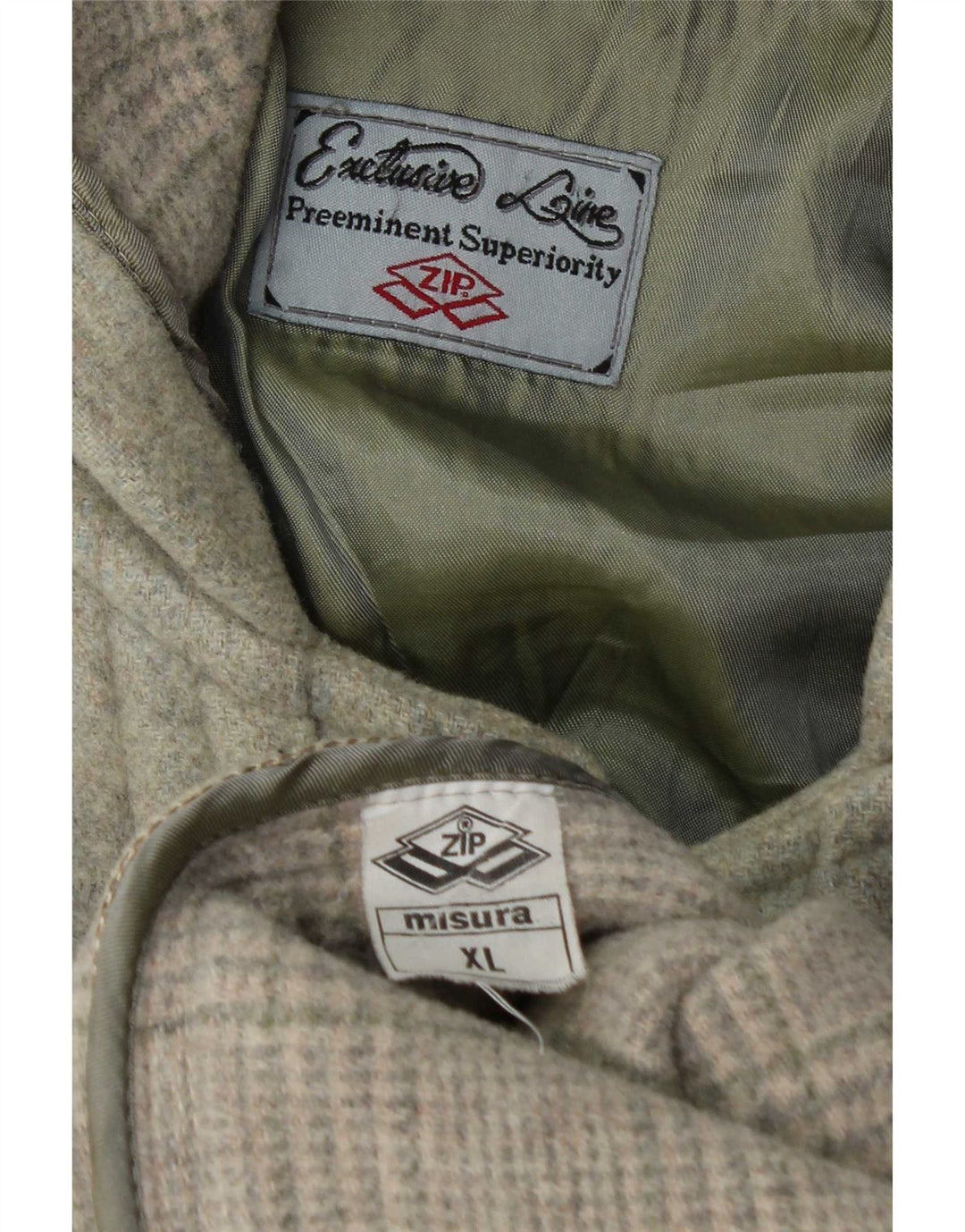 Zip pentru bărbați cu glugă Duffle Coat UK 42 XL Kaki Lână