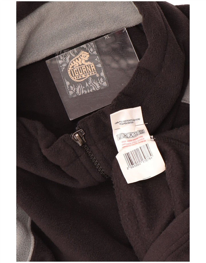 Pulover pentru bărbați IGUANA, cu fermoar și gât, din lână, XL, negru, poliester color bloc