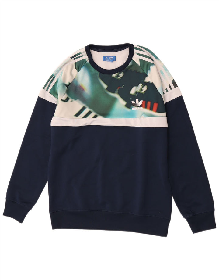 Hanorac pentru bărbați Adidas Jumper Mediu Bleumarin Poliester Colorblock