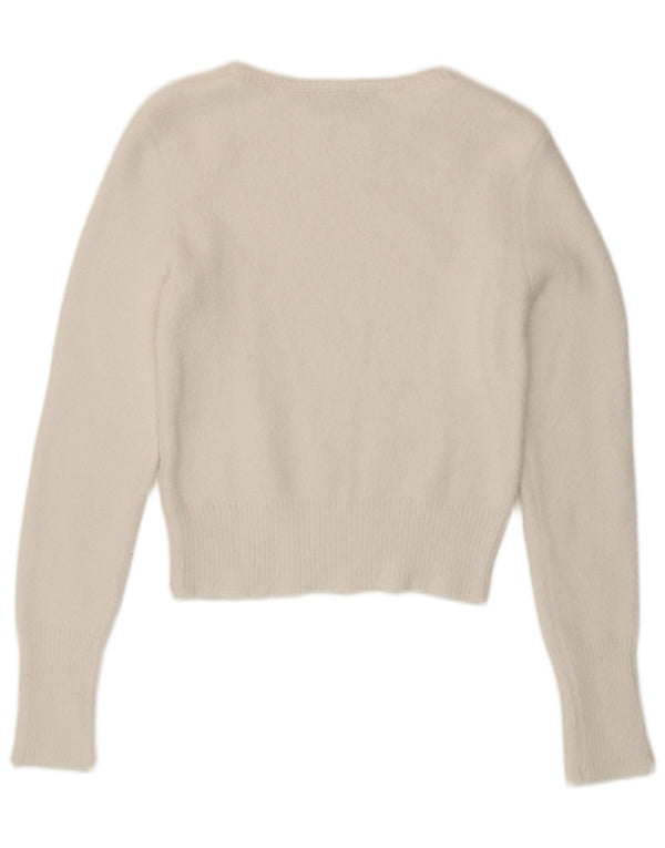 Pulover pentru femeie cu gât de barcă Zara UK 10 Mic Alb