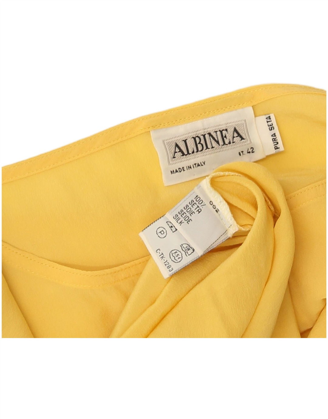 Bluză Vintage Femei Top IT 42 Mătase Galben Mediu