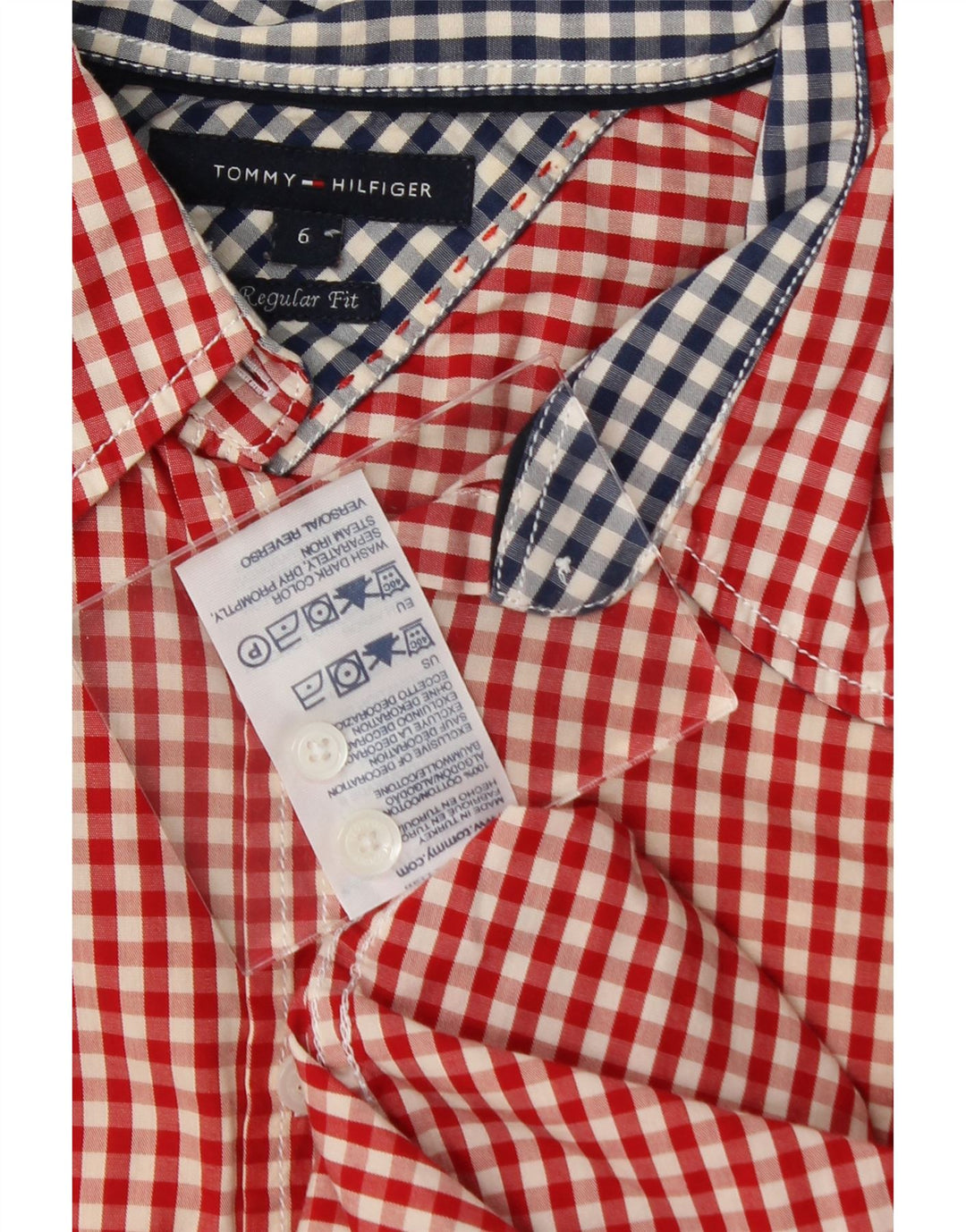 TOMMY HILFIGER Womens Regular Fit Shirt US 6 Medium Red Check Cotton Vintage Tommy Hilfiger and Second-Hand Tommy Hilfiger from Messina Hembry 