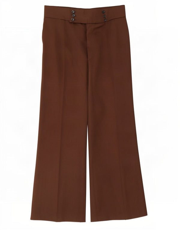 Pantaloni de costum vintage pentru femei cu talie înaltă cu picioare largi L32 L32 maro